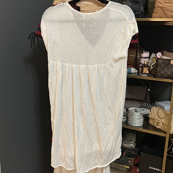 Free People Lightweight Knit V-Neck Cap Sleeves Bohemian Babydoll Coverup Tunic - Picture 8 of 9